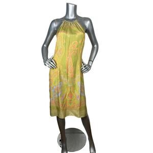 J. McLaughlin Silk Paisley Dress Mint Green   Halter Sz 10 NWT